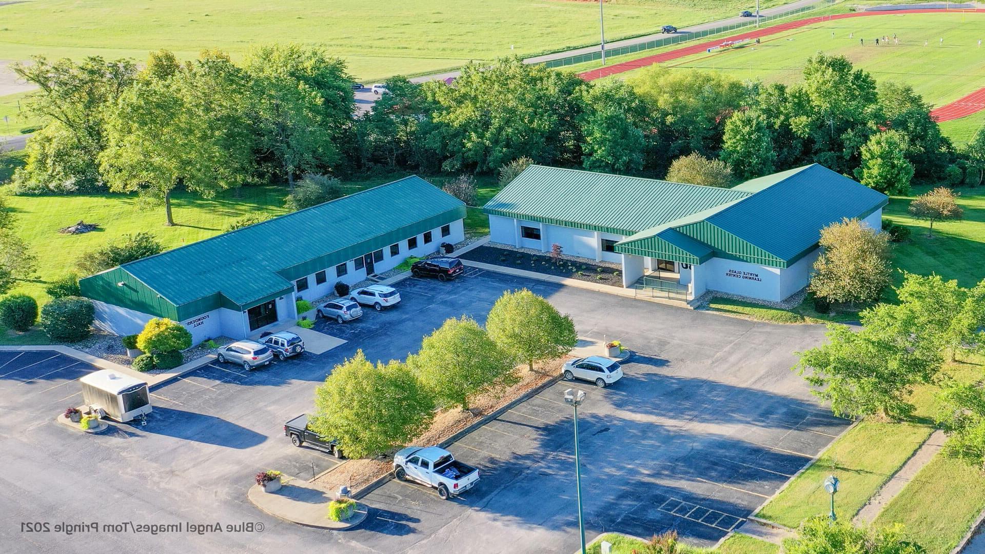 aerial view of the Mountain View campus